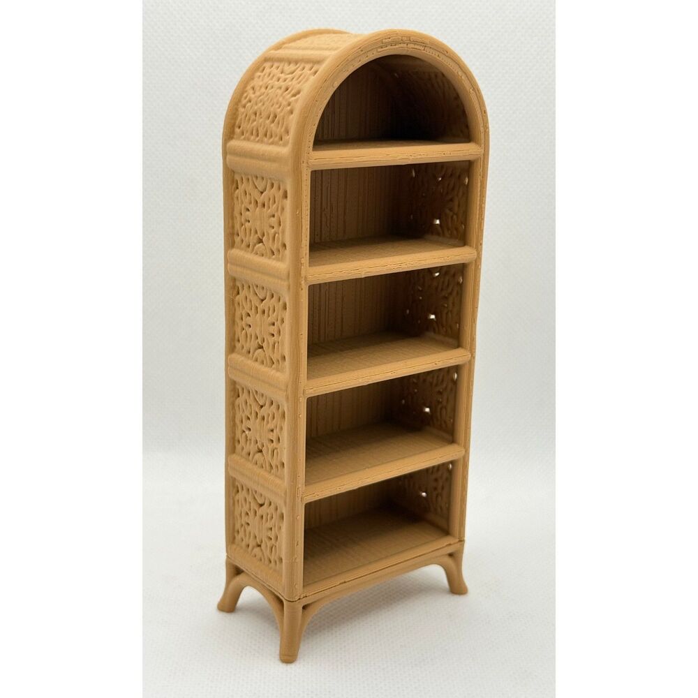 1:12 Dollhouse Miniature Wicker Arched Bookcase Shelf Brown Furniture